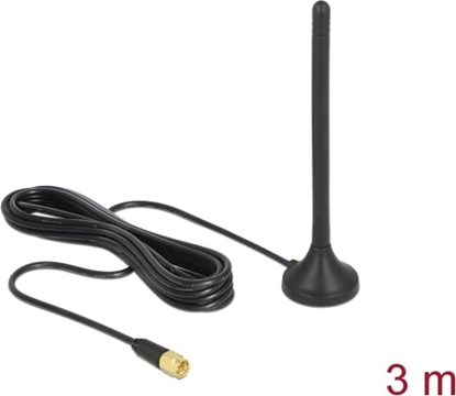 Изображение Delock GSM / UMTS / LTE Antenna SMA plug 2.5 dBi fixed omnidirectional with magnetic base and connection cable RG-174 3 m outdoor black