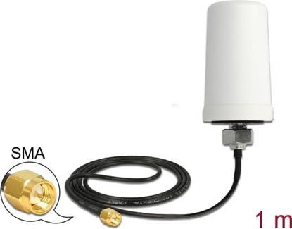 Изображение Delock GSM / UMTS Antenna SMA plug 0.7 - 1.6 dBi 1 m ULA100 omnidirectional fixed outdoor white