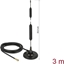 Attēls no Delock GSM Antenna quadband SMA plug 5 dBi fixed omnidirectional with magnetic base and connection cable RG-58 3 m outdoor black