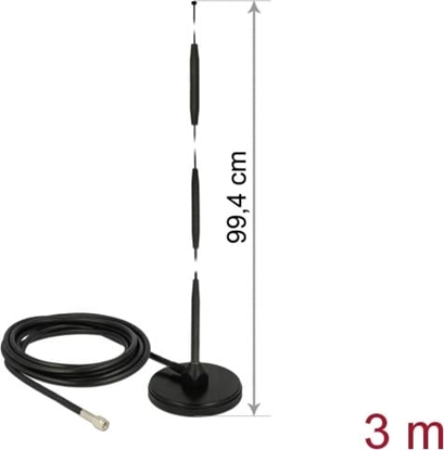 Изображение Delock GSM Antenna SMA plug 7 dBi fixed omnidirectional with magnetic base and connection cable RG-58 3 m outdoor black