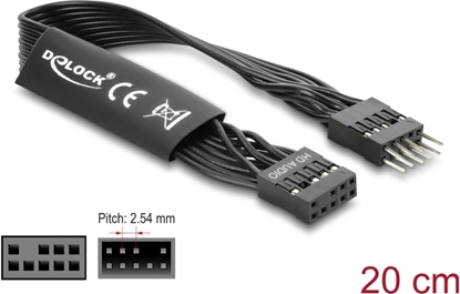 Изображение Delock HD Audio Flat Cable Motherboard Extension Cable 9 pin pin header male to pin header female 20 cm black