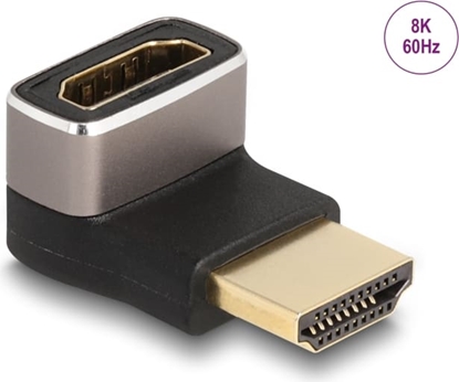 Изображение Delock HDMI Adapter male to female 90° downwards angled 8K 60 Hz grey metal