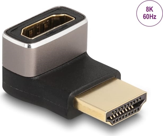 Изображение Delock HDMI Adapter male to female 90° downwards angled 8K 60 Hz grey metal