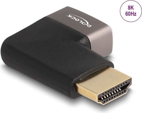 Изображение Delock HDMI Adapter male to female 90° right angled 8K 60 Hz grey metal