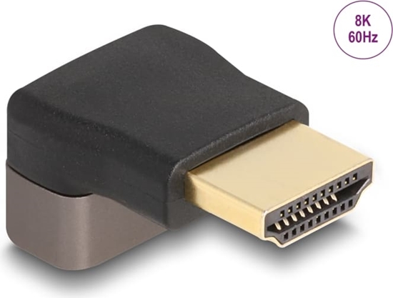 Изображение Delock HDMI Adapter male to female 90° upwards angled 8K 60 Hz grey metal