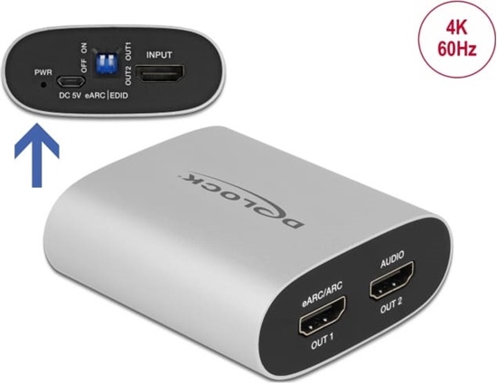 Picture of Delock HDMI HD Audio Extractor 4K 60 Hz to HDMI with eARC