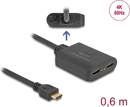 Picture of Delock HDMI Splitter 1 x HDMI in to 2 x HDMI out 4K 60 Hz with downscaler
