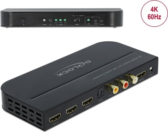 Picture of Delock HDMI Switch 3 x HDMI in to 1 x HDMI out 4K 60 Hz with Audio Extractor