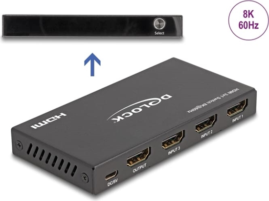 Picture of Delock HDMI Switch 3 x HDMI in to 1 x HDMI out 8K 60 Hz