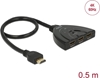 Picture of Delock HDMI UHD Switch 3 x HDMI in > 1 x HDMI out 4K 60 Hz with integrated cable 50 cm