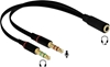 Picture of Delock Headset Adapter 1 x 3.5 mm 4 pin Stereo jack female to 2 x 3.5 mm 3 pin Stereo jack male