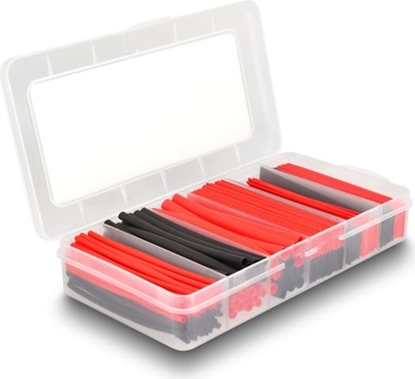 Picture of Delock Heat shrink tube assortment box, shrinkage ratio 2:1, black / red 196 pieces