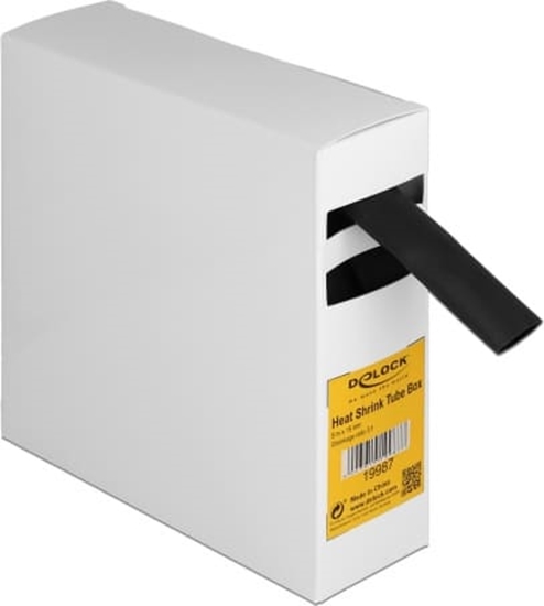 Picture of Delock Heat shrink tube Box, with inside adhesive, shrinkage ratio 3:1, 5 m x 15 mm black