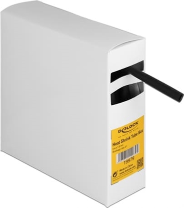 Picture of Delock Heat shrink tube Box, with inside adhesive, shrinkage ratio 3:1, 5 m x 7.9 mm black