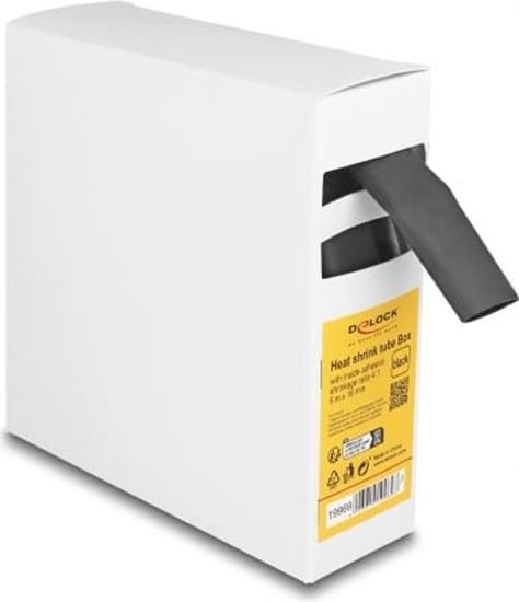 Picture of Delock Heat shrink tube Box, with inside adhesive, shrinkage ratio 4:1, 5 m x 16 mm black