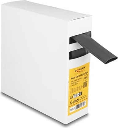 Picture of Delock Heat shrink tube Box, with inside adhesive, shrinkage ratio 4:1, 5 m x 20 mm black