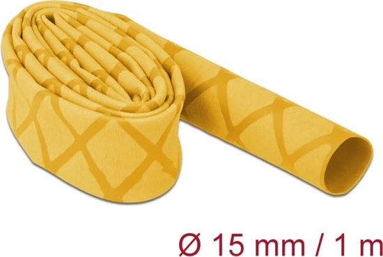 Picture of Delock Heat Shrink Tube X-pattern non-slip 1 m x 15 mm yellow