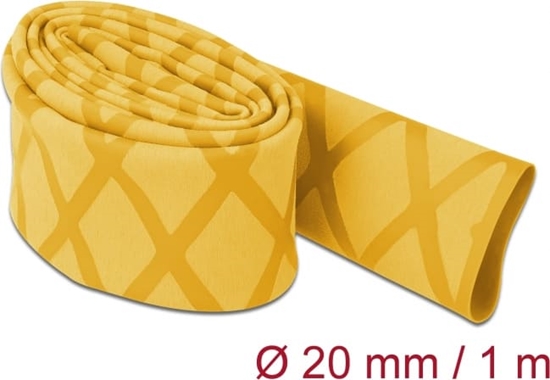 Picture of Delock Heat Shrink Tube X-pattern non-slip 1 m x 20 mm yellow