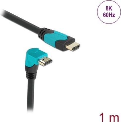 Picture of Delock High Speed HDMI cable male straight to male 90° downwards angled 48 Gbps 8K 60 Hz 1 m