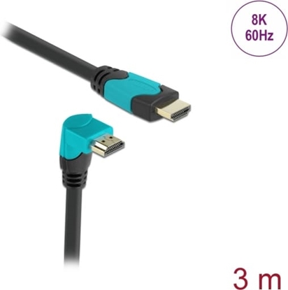 Picture of Delock High Speed HDMI cable male straight to male 90° downwards angled 48 Gbps 8K 60 Hz 3 m