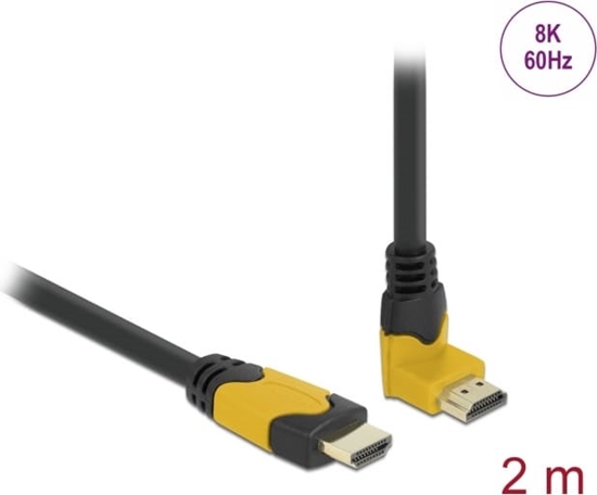 Picture of Delock High Speed HDMI cable male straight to male 90° upwards angled 48 Gbps 8K 60 Hz 2 m