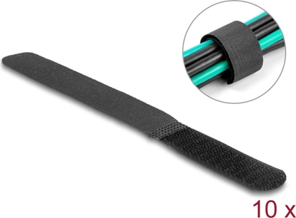 Picture of Delock Hook-and-loop cable tie L 180 x W 20 mm black 10 pieces