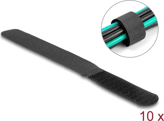 Picture of Delock Hook-and-loop cable tie L 180 x W 20 mm black 10 pieces