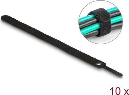 Picture of Delock Hook-and-loop cable tie L 200 x W 12 mm black 10 pieces