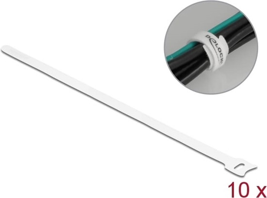 Picture of Delock Hook-and-loop cable tie L 300 x W 12 mm white 10 pieces