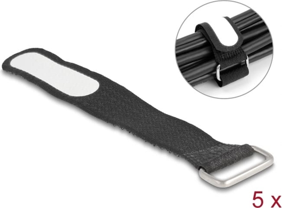Picture of Delock Hook-and-loop cable tie with loop and label tap L 127 x W 20 mm black 5 pieces
