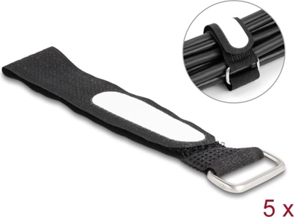 Picture of Delock Hook-and-loop cable tie with loop and label tap L 203 x W 20 mm black 5 pieces