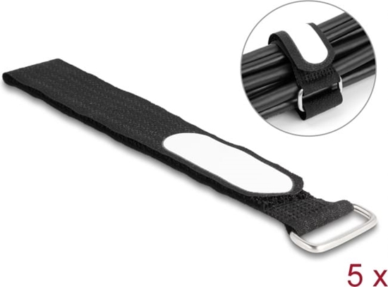 Picture of Delock Hook-and-loop cable tie with loop and label tap L 305 x W 25 mm black 5 pieces