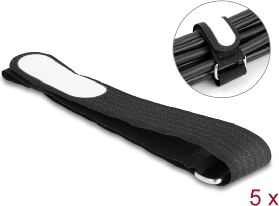 Picture of Delock Hook-and-loop cable tie with loop and label tap L 457 x W 25 mm black 5 pieces