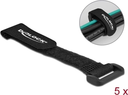 Picture of Delock Hook-and-loop cable tie with loop L 150 x W 20 mm black 5 pieces