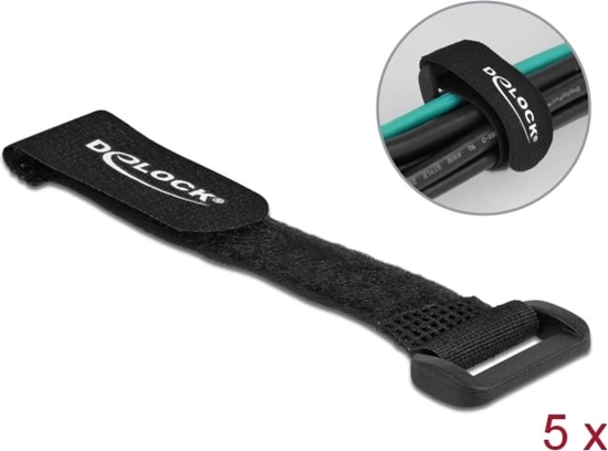Picture of Delock Hook-and-loop cable tie with loop L 150 x W 20 mm black 5 pieces