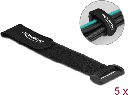 Picture of Delock Hook-and-loop cable tie with loop L 190 x W 25 mm black 5 pieces