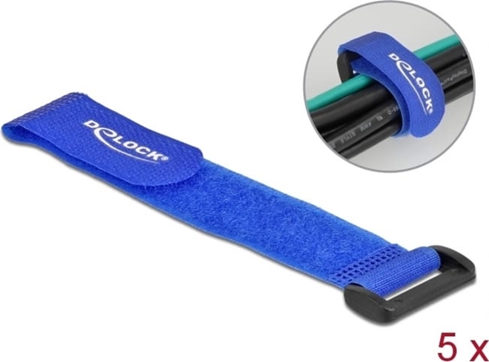 Picture of Delock Hook-and-loop cable tie with loop L 190 x W 25 mm blue 5 pieces