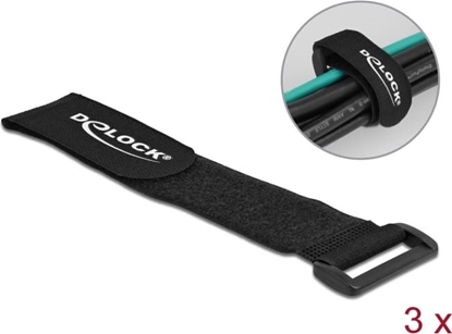 Picture of Delock Hook-and-loop cable tie with loop L 280 x W 38 mm black 3 pieces