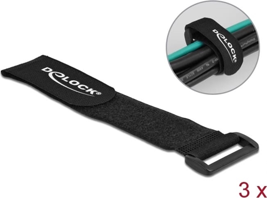 Picture of Delock Hook-and-loop cable tie with loop L 280 x W 38 mm black 3 pieces