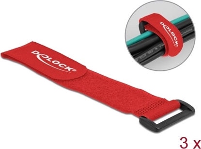 Picture of Delock Hook-and-loop cable tie with loop L 280 x W 38 mm red 3 pieces