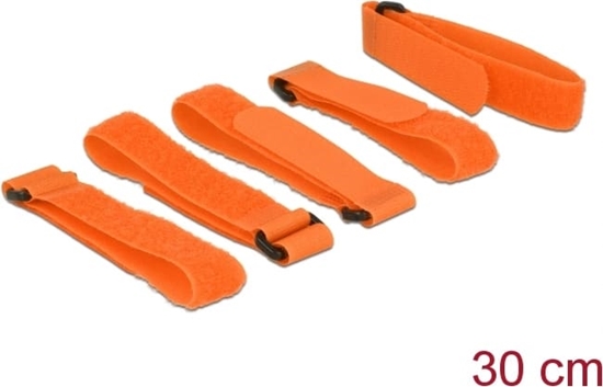 Picture of Delock Hook-and-loop fasteners L 300 mm x W 20 mm 5 pieces with loop orange