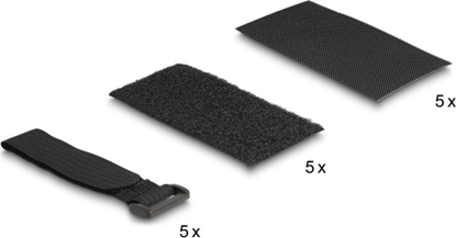Picture of Delock Hook-and-loop pad self-adhesive with hook-and-loop cable tie set 10 pieces black
