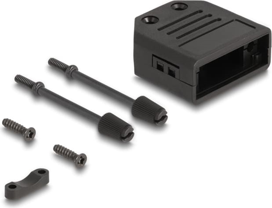 Picture of Delock Housing for D-Sub 9 pin male / female plastic housing with strain relief black