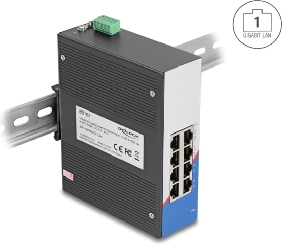 Picture of Delock Industrial Gigabit Ethernet Switch 8 Port RJ45 for DIN rail