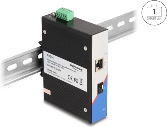 Picture of Delock Industrial Gigabit Media Converter RJ45 to SFP for DIN rail