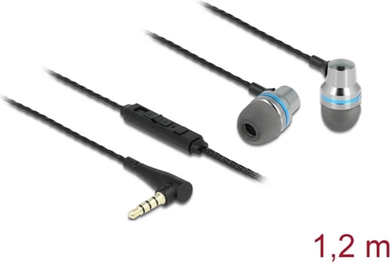 Picture of Delock In-Ear Headphones with 4 pin 3.5 mm Stereo jack plug, Microphone and Volume Control + Quick Mute Function for Smartphones and Tablets