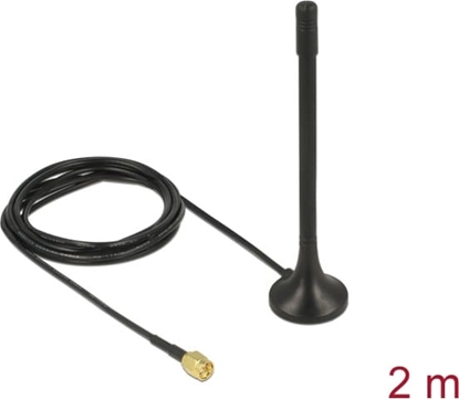 Picture of Delock ISM 433 MHz Antenna SMA plug 2 dBi omnidirectional with magnetic base and connection cable (RG-174, 2 m) black