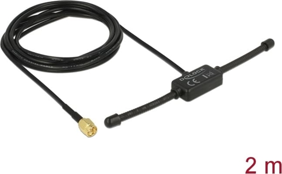 Picture of Delock ISM 433 MHz Antenna SMA Plug 3 dBi omnidirectional fixed black adhesive mounting