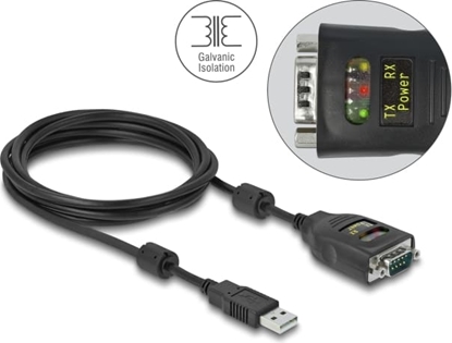 Picture of Delock Isolator USB 2.0 Type-A to RS-232 D-Sub 9 male galvanic isolation 2.5 kV 2m
