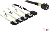 Picture of Delock Kabel Mini SAS HD SFF-8643 > 4 x SATA 7 Pin + Sideband 1 m Metall